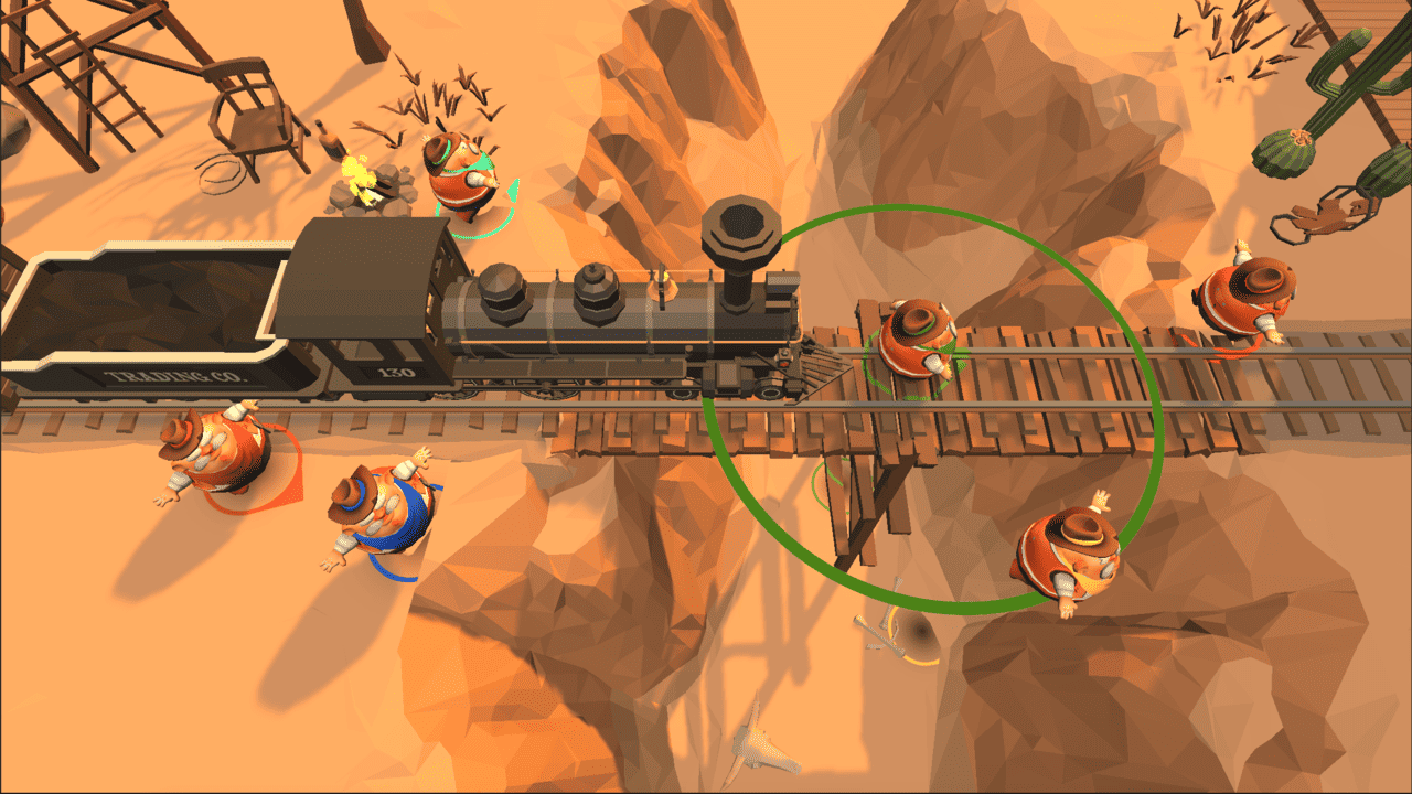 Chowboys: King of The Hill – Halte den sich bewegenden Kreis, sammle Punkte und walze Rivalen nieder. Pass auf den Zug auf.. Action, Partyspiel, Multiplayer, Battle Royale – 2-8 Spieler.