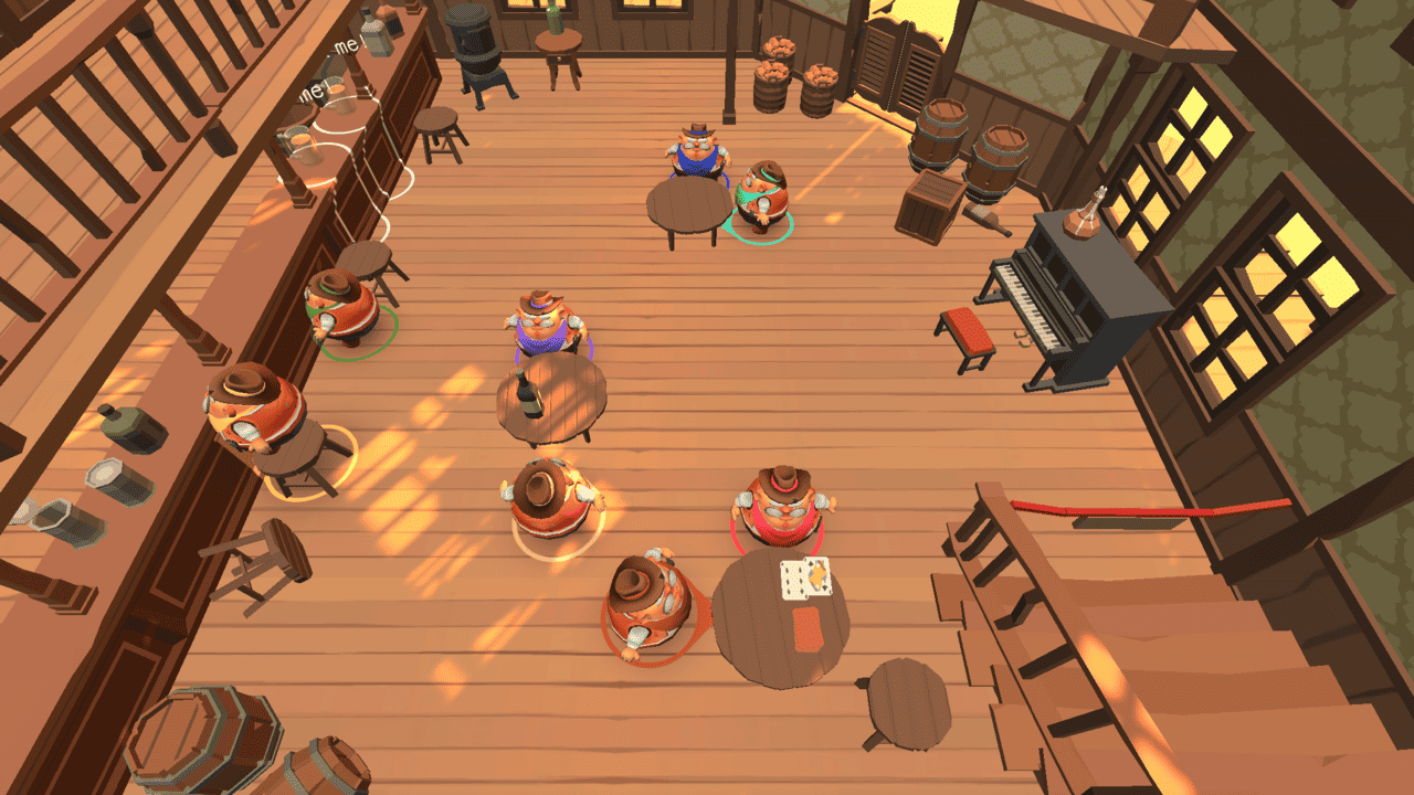 Chowboys: Last Call – Renne um die letzte Milch im Saloon – und pass auf, dass du nicht von durstigen Gästen geslammt wirst.. Action, Partyspiel, Chaos, Multiplayer – 2-8 Spieler.